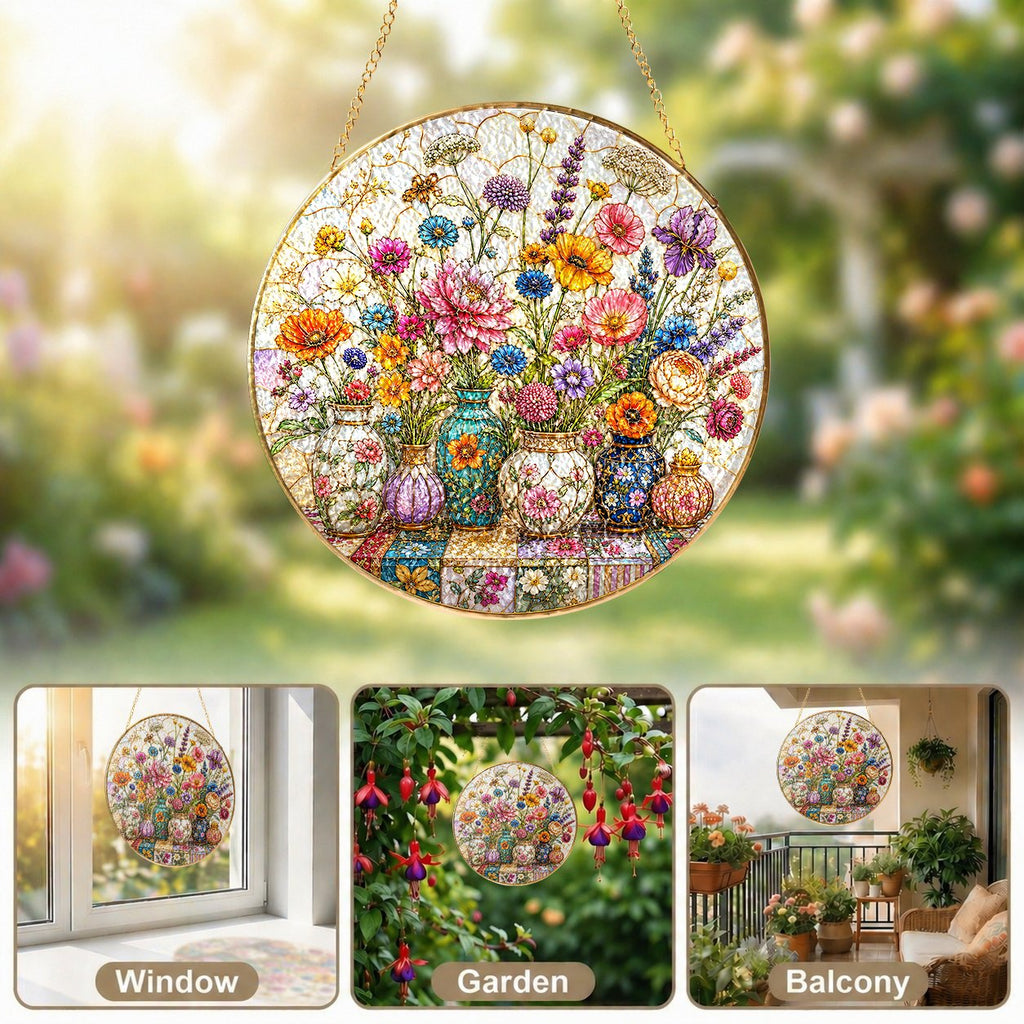 Wildflower Bouquet Stained Glass Suncatcher