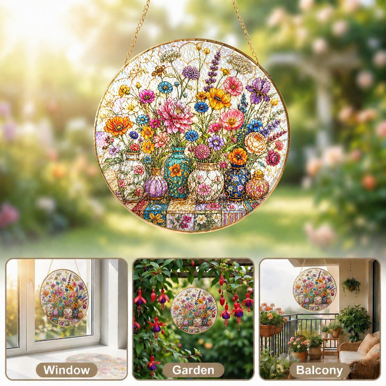 Wildflower Bouquet Stained Glass Suncatcher
