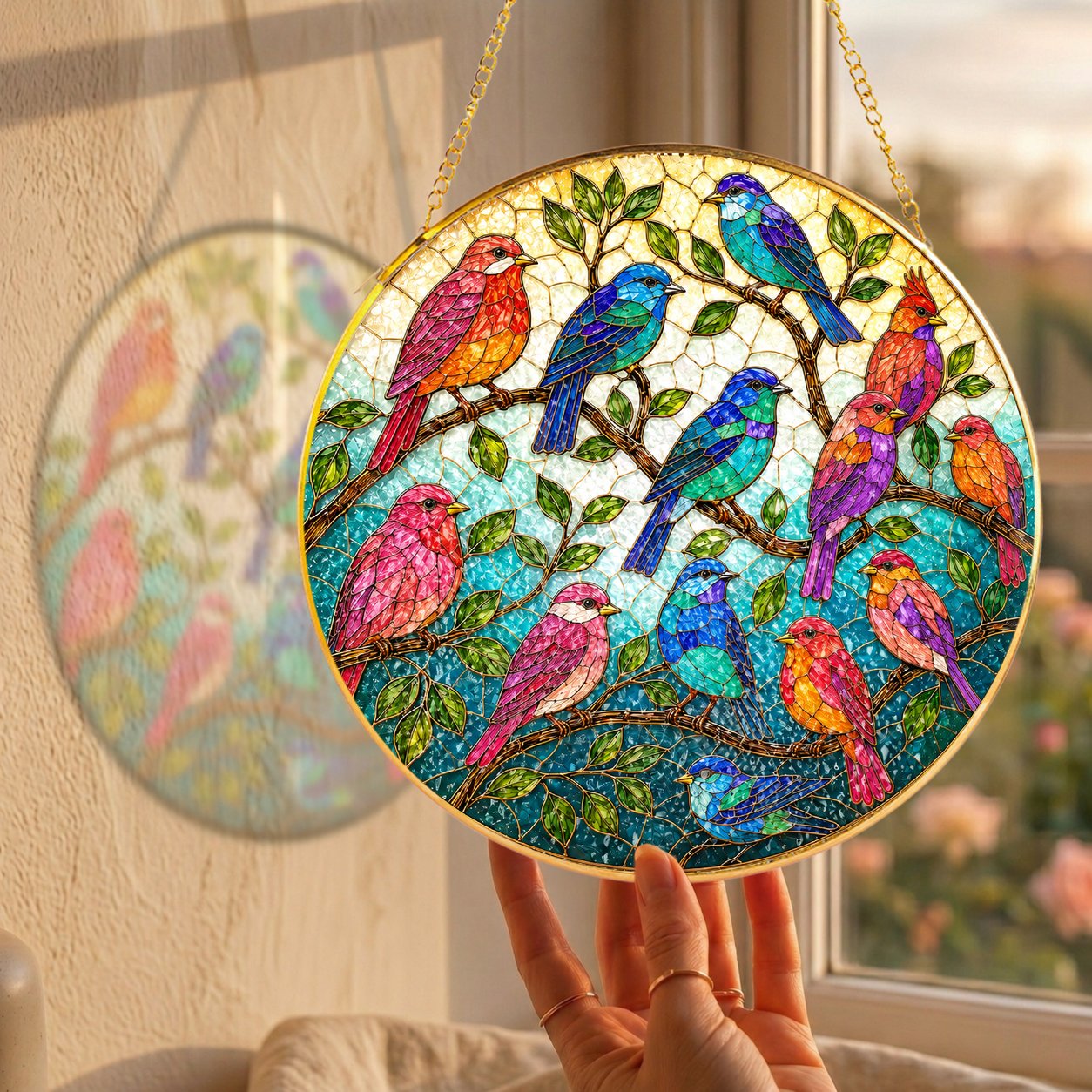 Songbirds Stained Glass Suncatcher