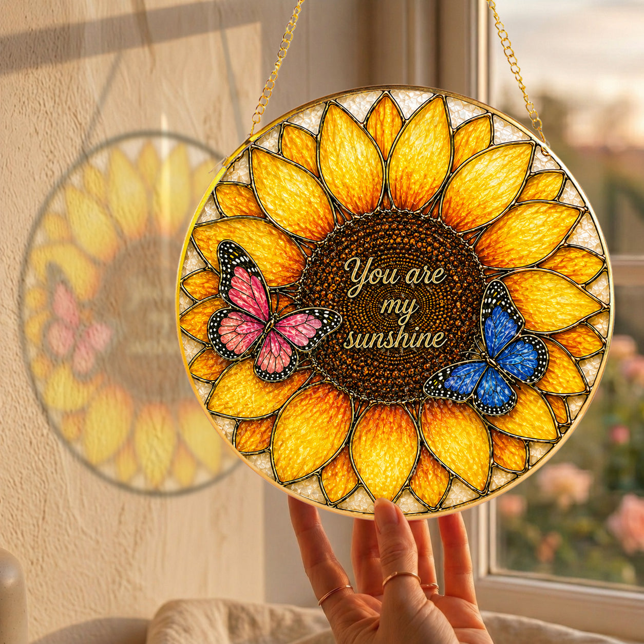 You Are My Sunshine Sunflower Stained Glass Suncatcher