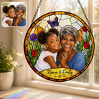 Personalized Spring Garden Photo Stained Glass Suncatcher