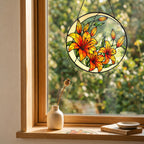 Pink Stargazer Lily Stained Glass Suncatcher