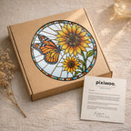 Monarch Sunflower Stained Glass Suncatcher