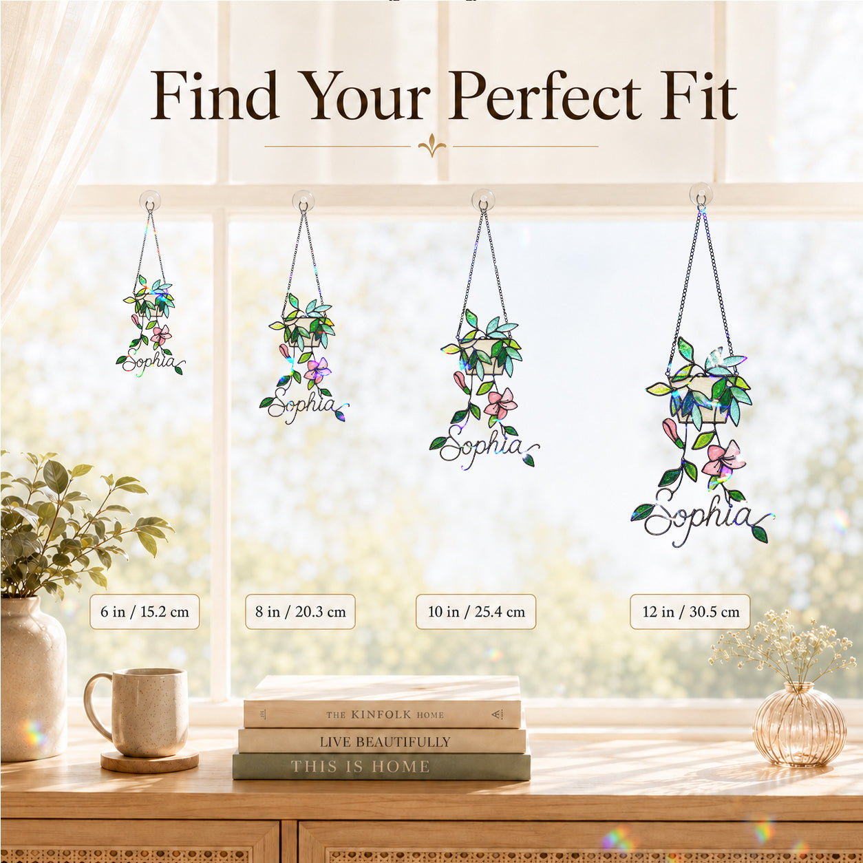 Personalized Hanging Planter Flower Holographic Acrylic Suncatcher
