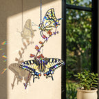 Two Swallowtail Butterflies on Blossom Branch Holographic Acrylic Suncatcher