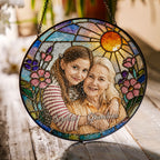 Personalized Blossom Sunrise Photo Stained Glass Suncatcher