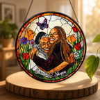 Personalized Butterfly Garden Photo Stained Glass Suncatcher