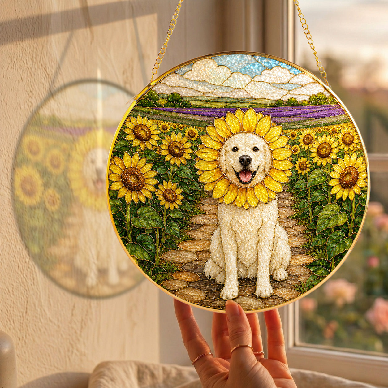 Personalized Sunflower Dog Suncatcher
