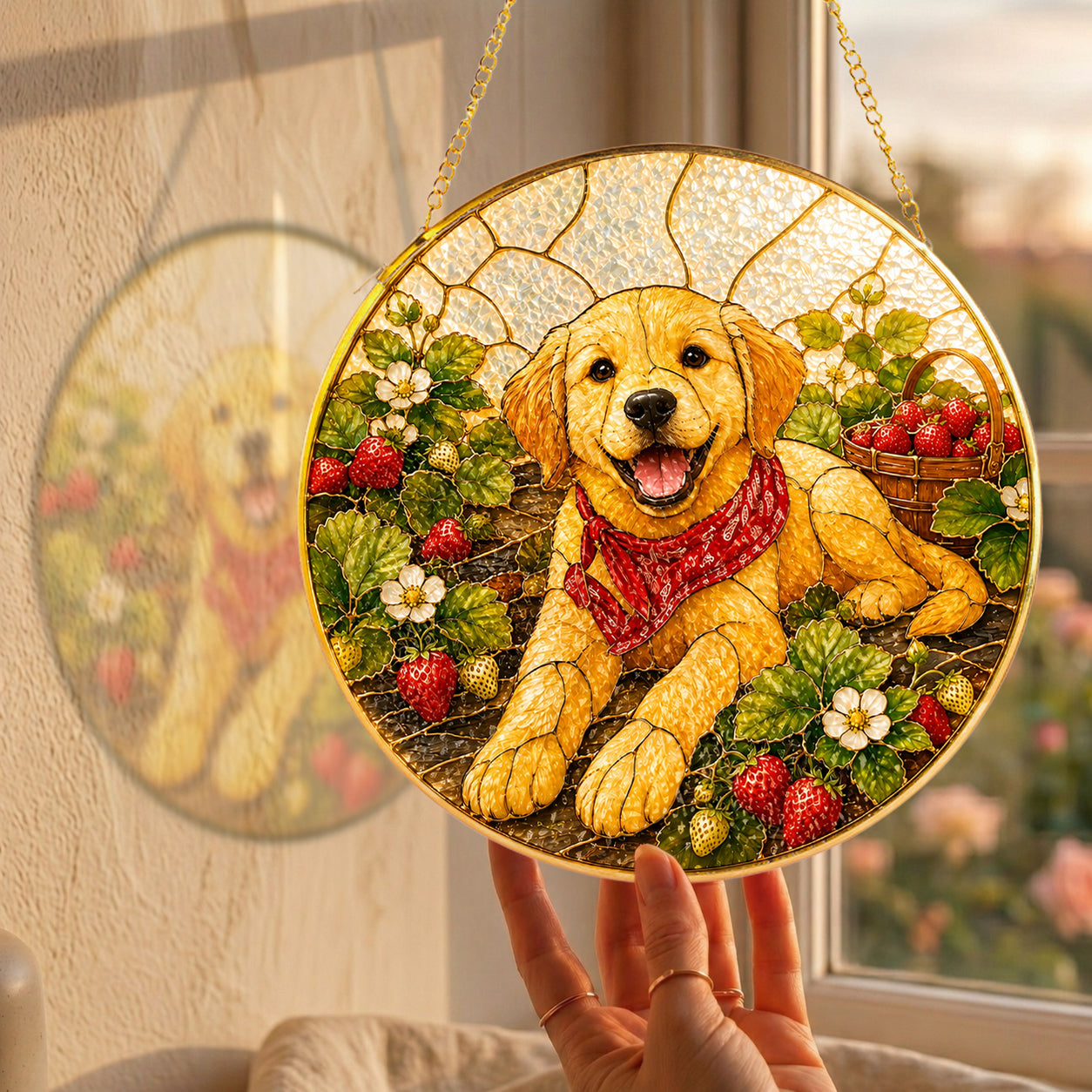 Personalized Strawberry Dog Suncatcher