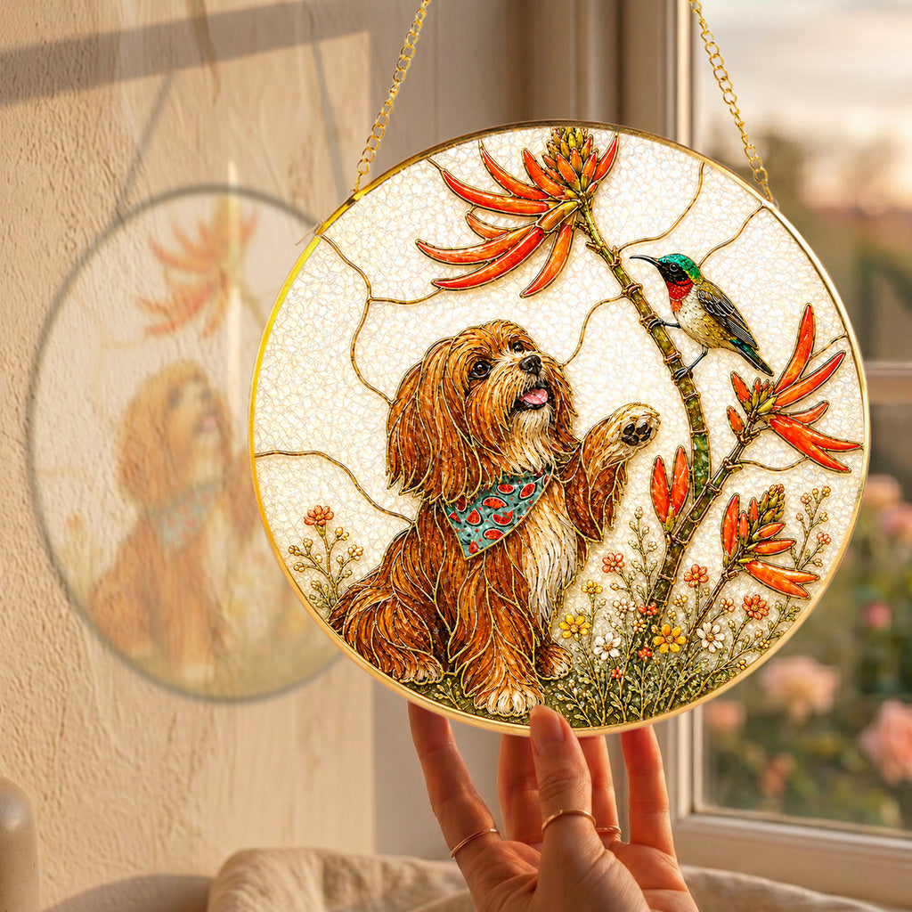 Personalized Dog & Hummingbird Suncatcher