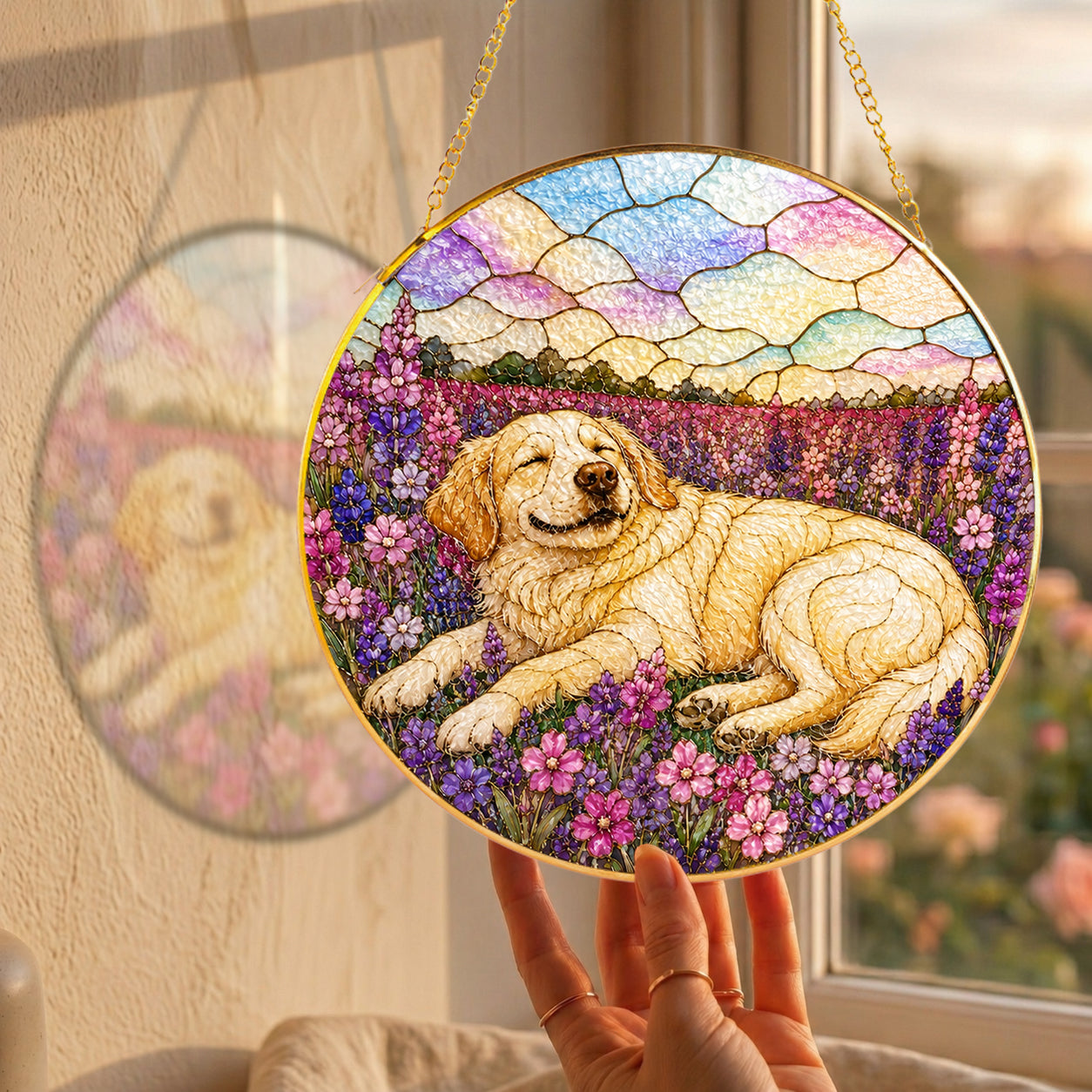 Personalized Golden Lavender Suncatcher