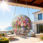 Peony &amp; Larkspur Acrylic Puzzle Suncatcher