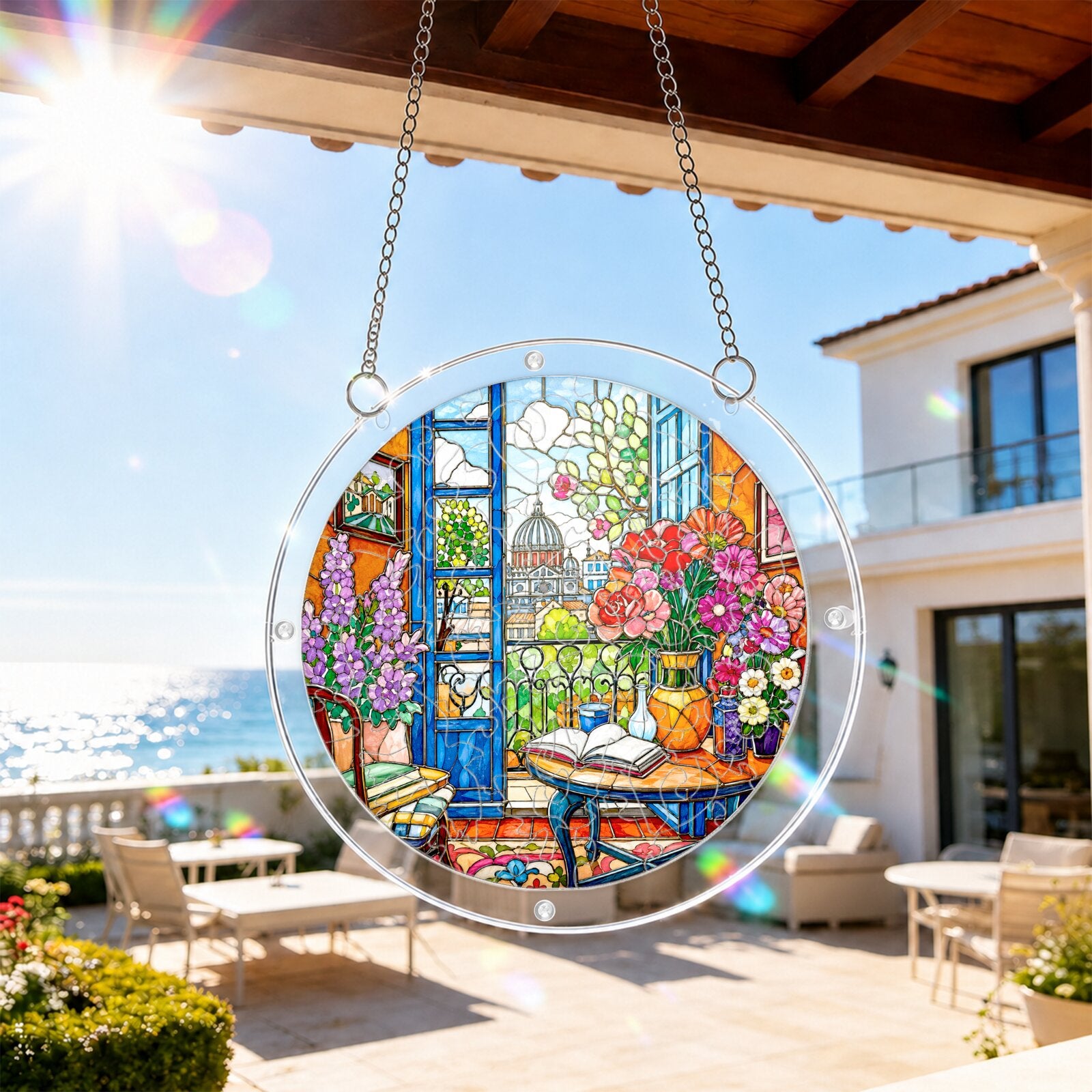 Floral Garden Window Acrylic Puzzle Suncatcher