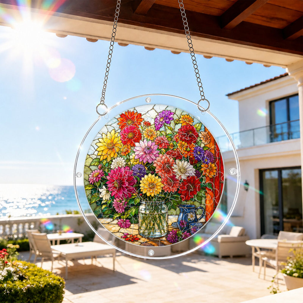 Summer Floral Bouquet Acrylic Puzzle Suncatcher
