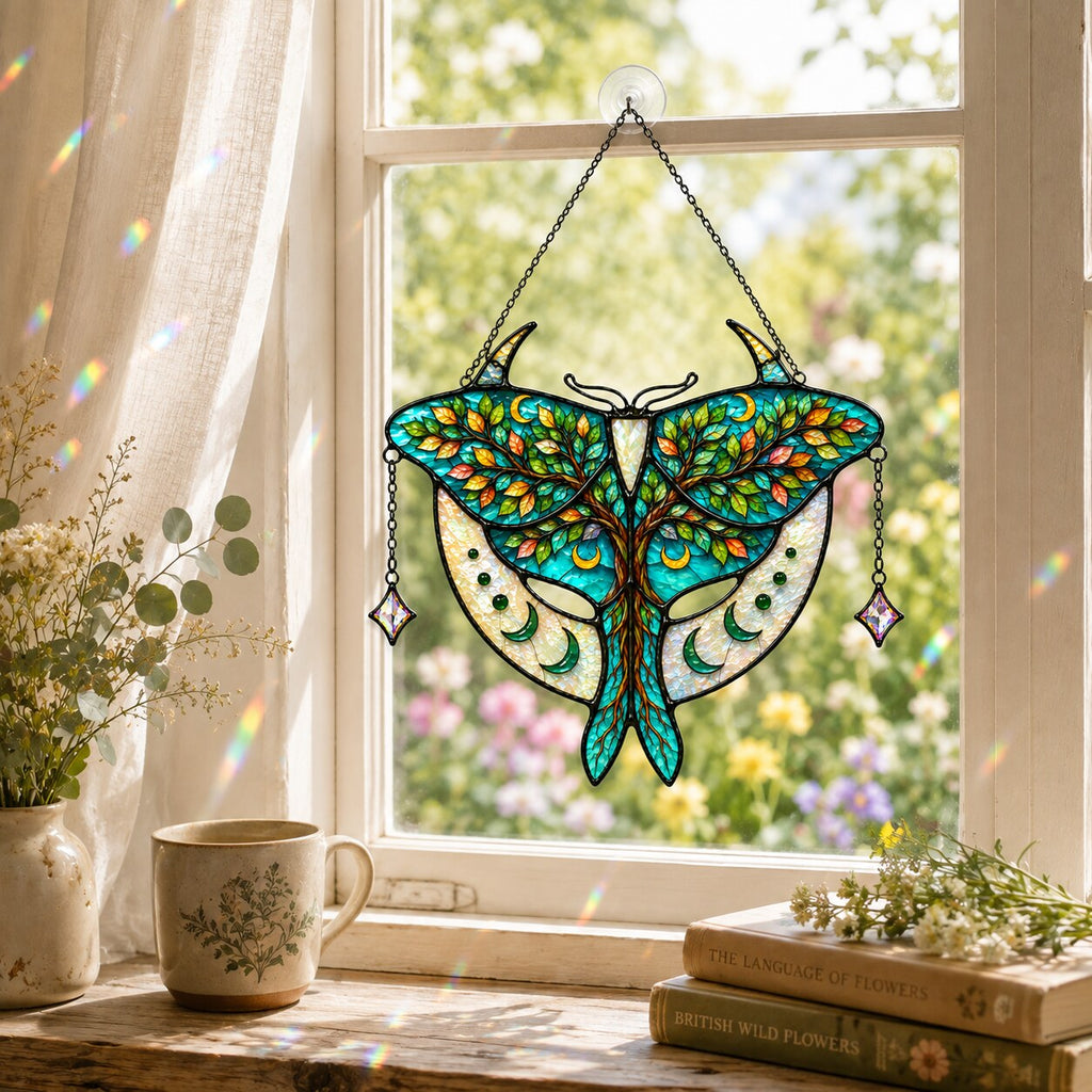 Luna Moth Tree of Life Holographic Acrylic Suncatcher