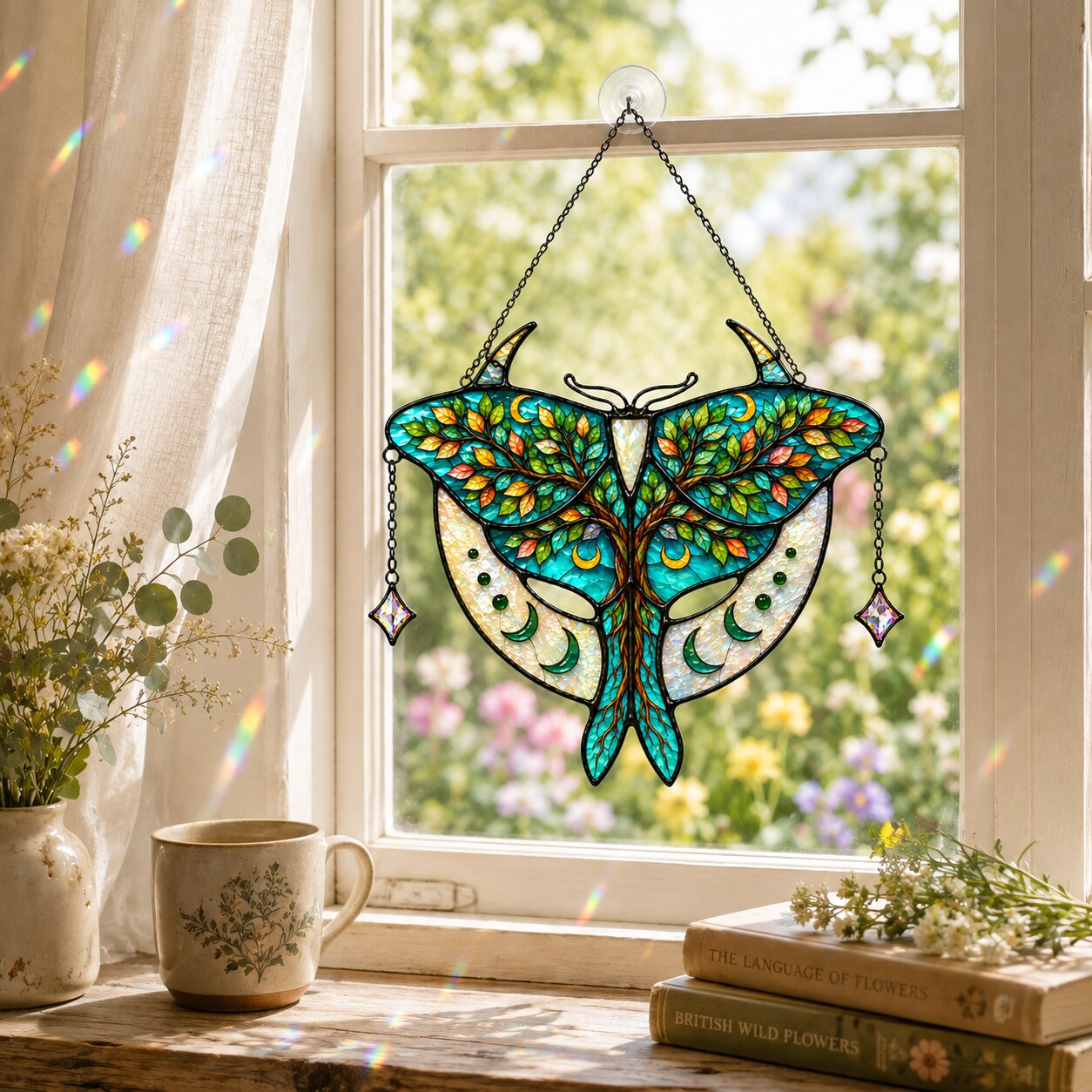 Luna Moth Tree of Life Holographic Acrylic Suncatcher