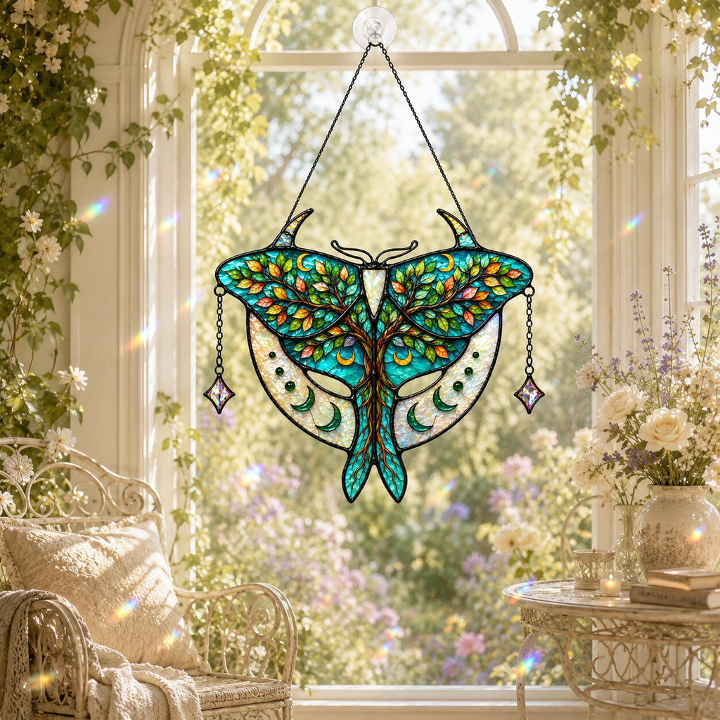 Luna Moth Tree of Life Holographic Acrylic Suncatcher