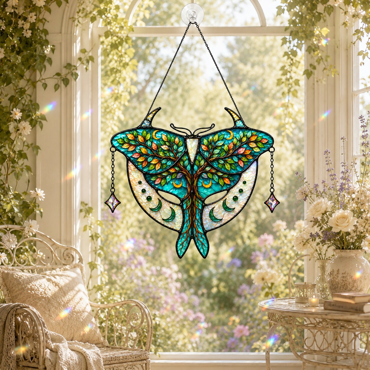 Luna Moth Tree of Life Holographic Acrylic Suncatcher