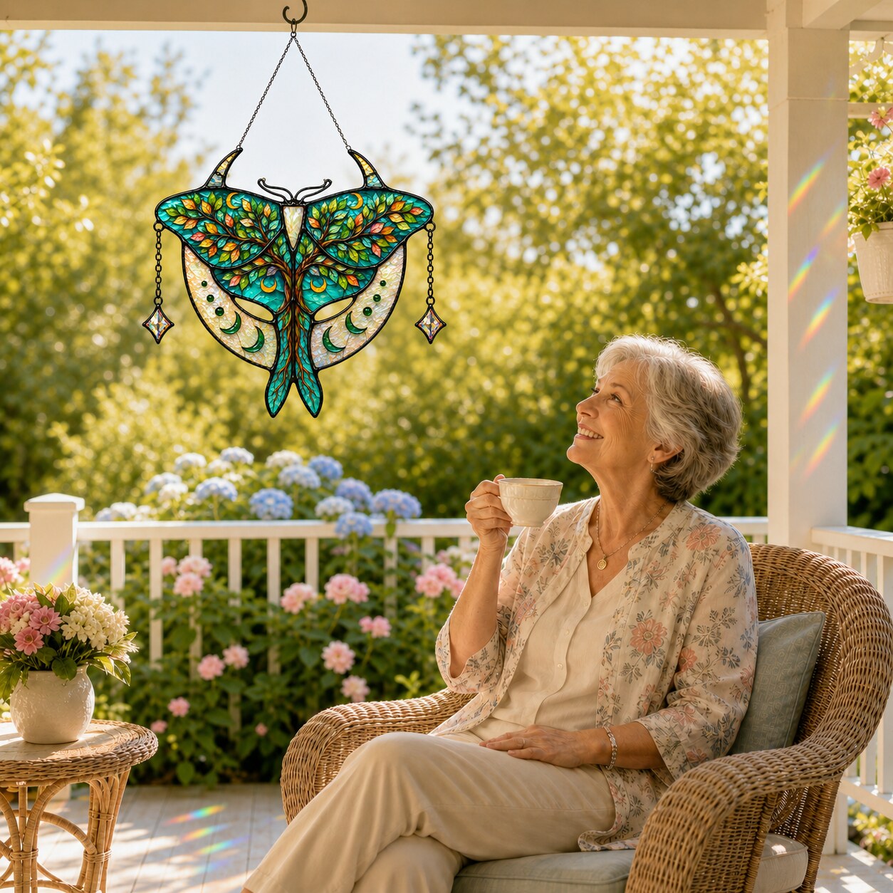 Luna Moth Tree of Life Holographic Acrylic Suncatcher
