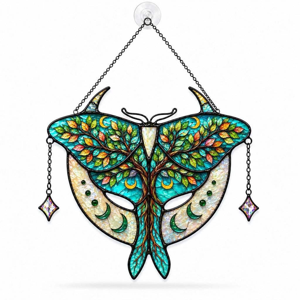 Luna Moth Tree of Life Holographic Acrylic Suncatcher