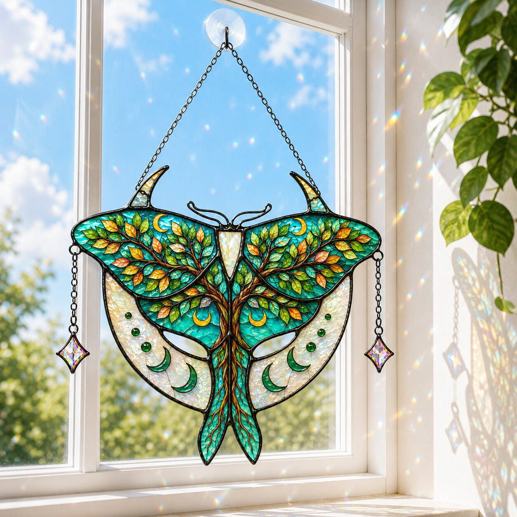 Luna Moth Tree of Life Holographic Acrylic Suncatcher