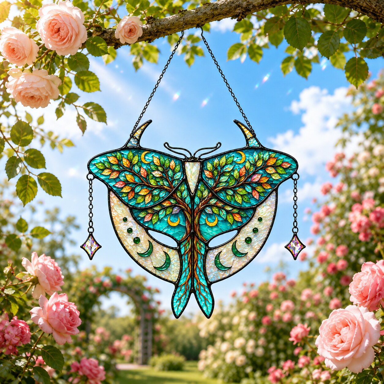 Luna Moth Tree of Life Holographic Acrylic Suncatcher