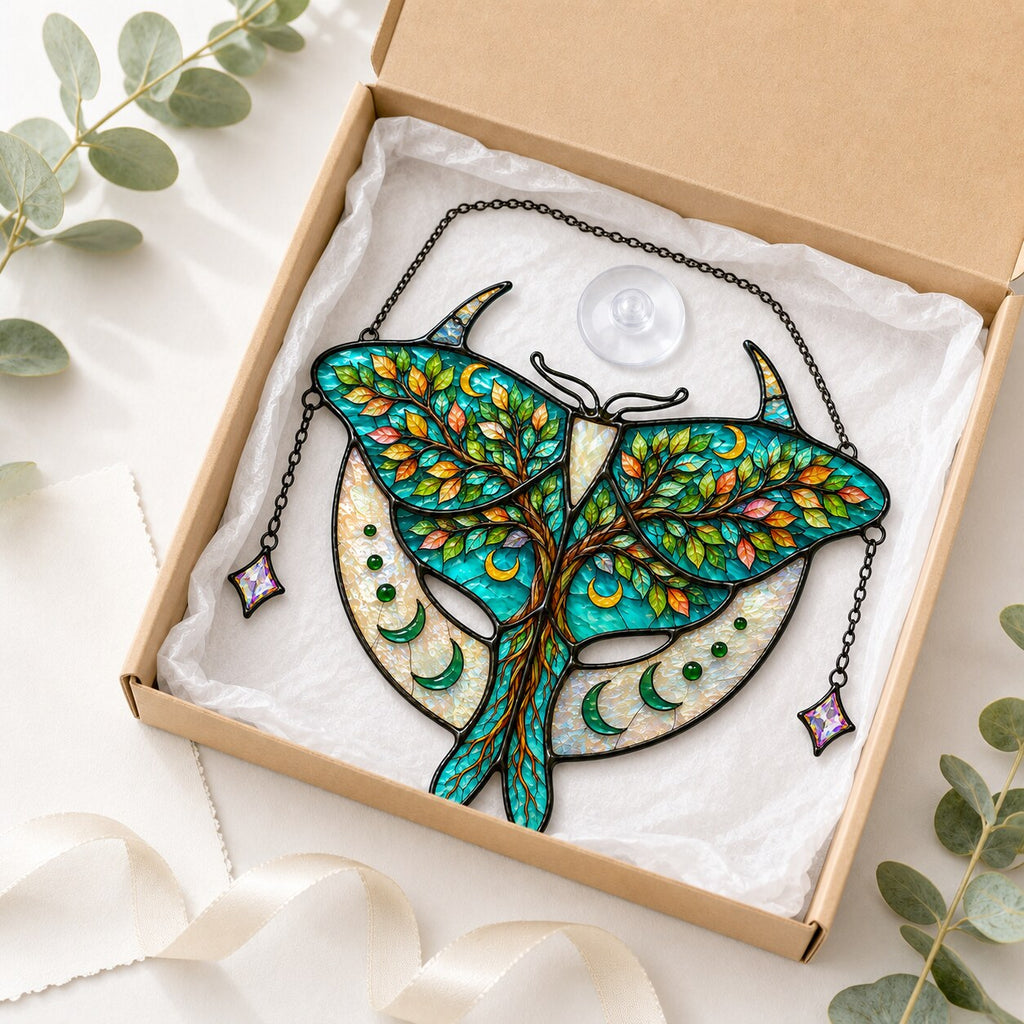 Luna Moth Tree of Life Holographic Acrylic Suncatcher
