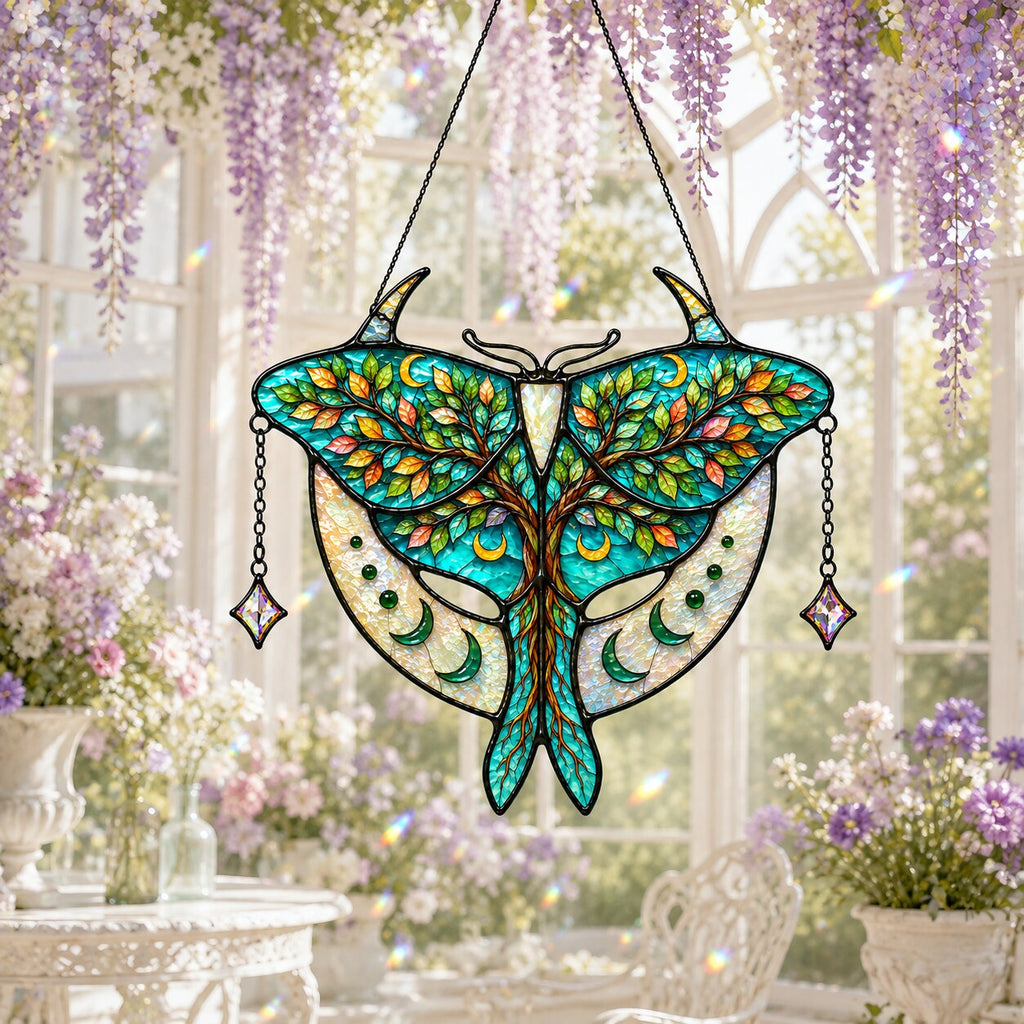 Luna Moth Tree of Life Holographic Acrylic Suncatcher