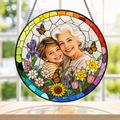 Personalized Rainbow Garden Photo Stained Glass Suncatcher