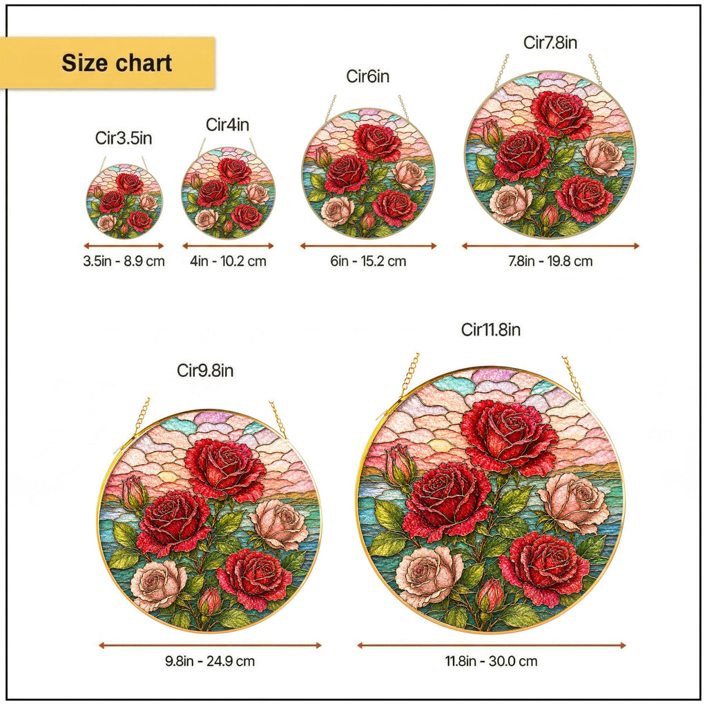 Red Rose Stained Glass Suncatcher