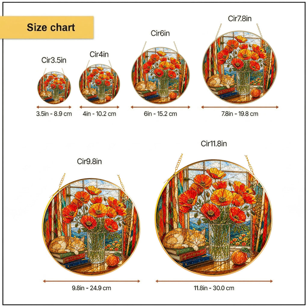 Red Poppy Stained Glass Suncatcher