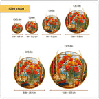 Red Poppy Stained Glass Suncatcher