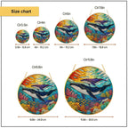 Whale Ocean Stained Glass Suncatcher