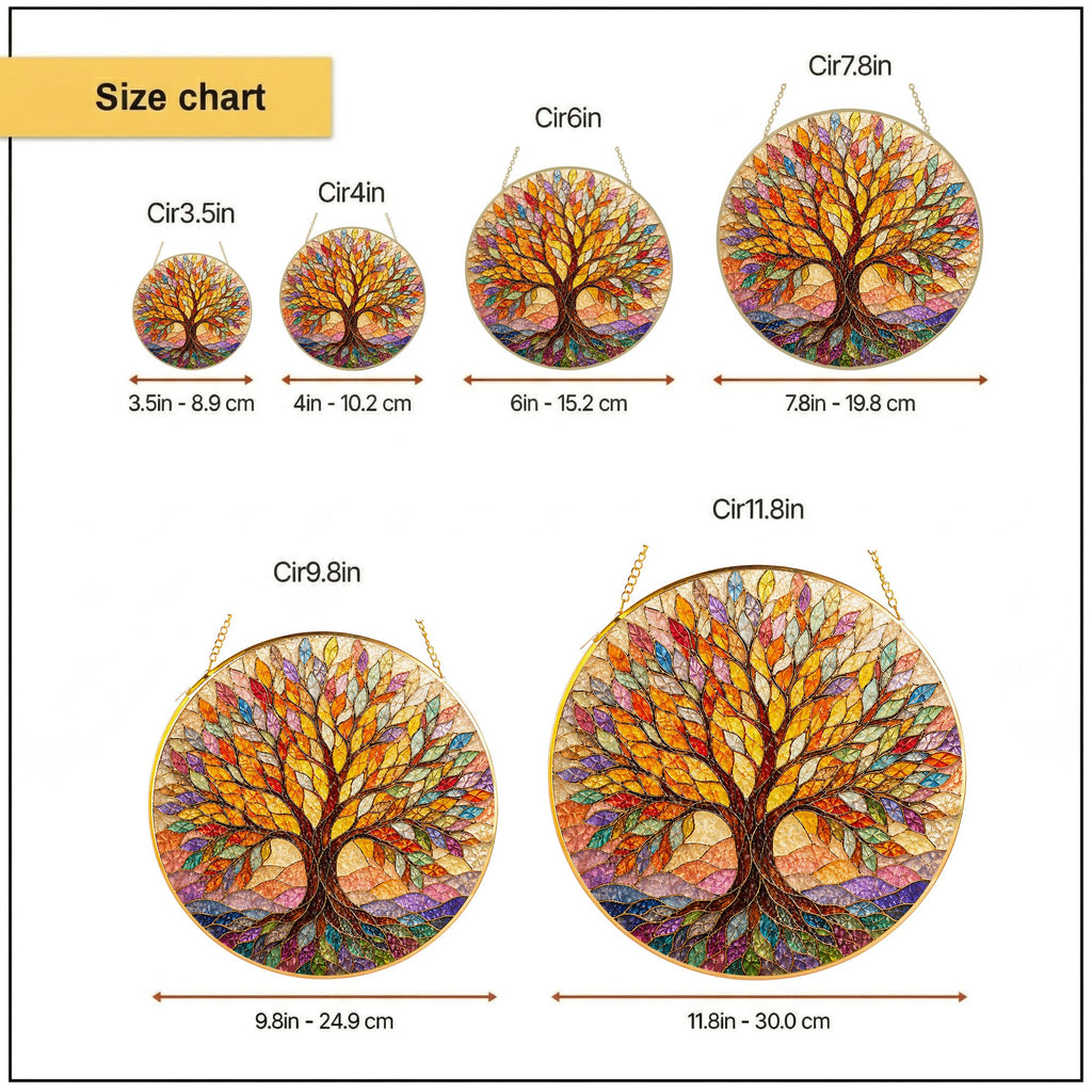 Autumn Tree of Life Stained Glass Suncatcher