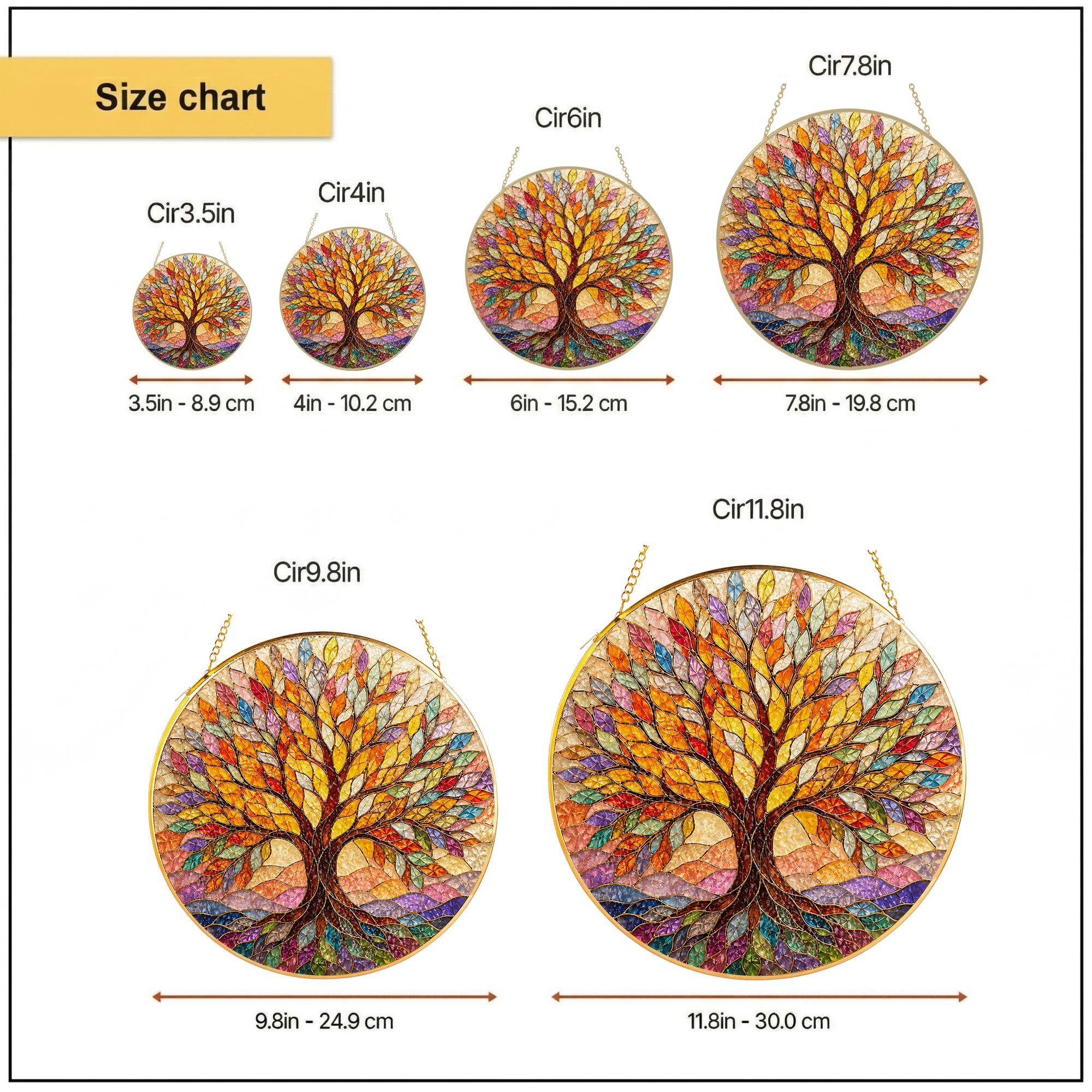 Autumn Tree of Life Stained Glass Suncatcher