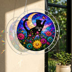 Cat memorial puzzle suncatcher in a bright window