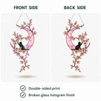 Black Cat & Cherry Blossom Moon Holographic Acrylic Suncatcher