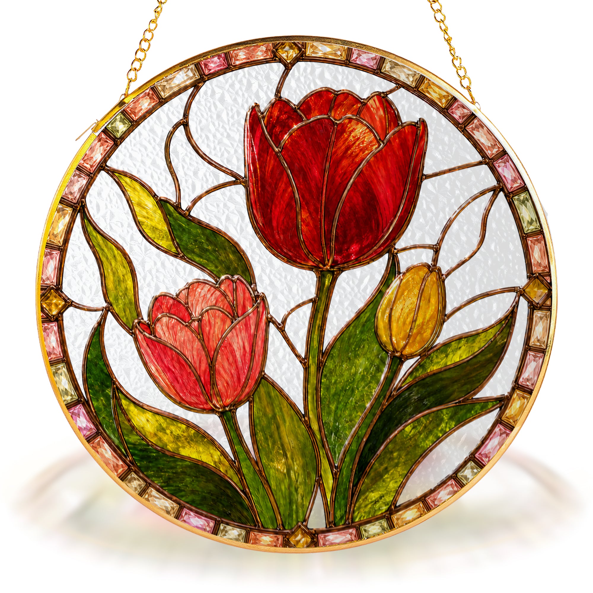 Pink Tulip Stained Glass Suncatcher