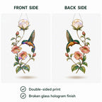 Hummingbird & Trumpet Flower Pearl Moon Holographic Acrylic Suncatcher