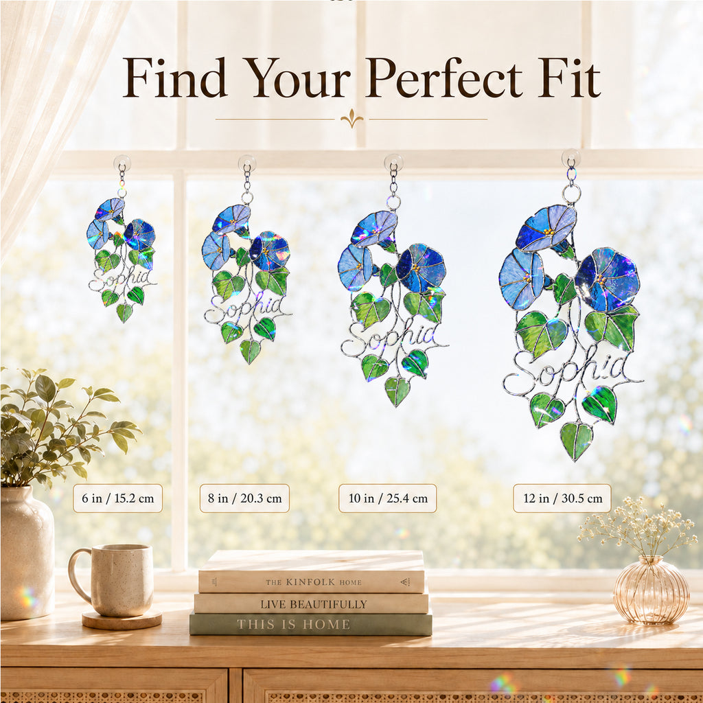 Personalized Blue Morning Glory Holographic Acrylic Suncatcher