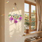 Personalized Pink Fuchsia Flower Holographic Acrylic Suncatcher