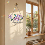 Personalized Pink Cherry Blossom Branch Holographic Acrylic Suncatcher