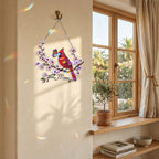 Personalized Cardinal & Cherry Blossom Holographic Acrylic Suncatcher