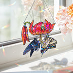 Swallowtail Butterflies & Tiger Lily Holographic Acrylic Suncatcher