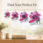Personalized Pink Anemone Flower Holographic Acrylic Suncatcher