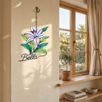 Personalized Pink Lily Flower Holographic Acrylic Suncatcher