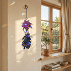 Black Swallowtail & Purple Dahlia Holographic Acrylic Suncatcher
