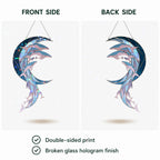 Whale Pod Crescent Moon Holographic Acrylic Suncatcher