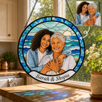 Personalized Ocean Photo Stained Glass Suncatcher