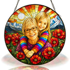 Personalized Poppy Sunrise Photo Stained Glass Suncatcher